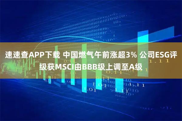 速速查APP下载 中国燃气午前涨超3% 公司ESG评级获MSCI由BBB级上调至A级